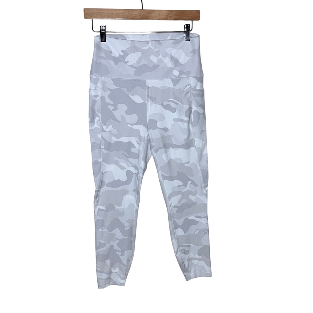 RBX Women's High Waisted Camo Print Leggings size Large Gray/White